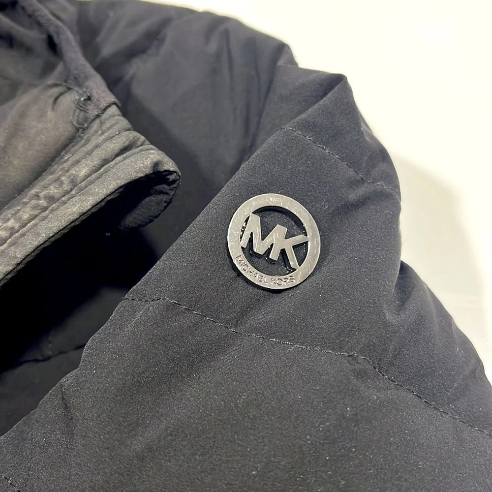 Michael Kors Packable Downfill Puffer Jacket Faux Leather Trim
